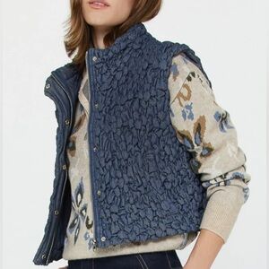 Current Air Quilted Textured Vest Blue Denim Color Womens Size Medium NWT